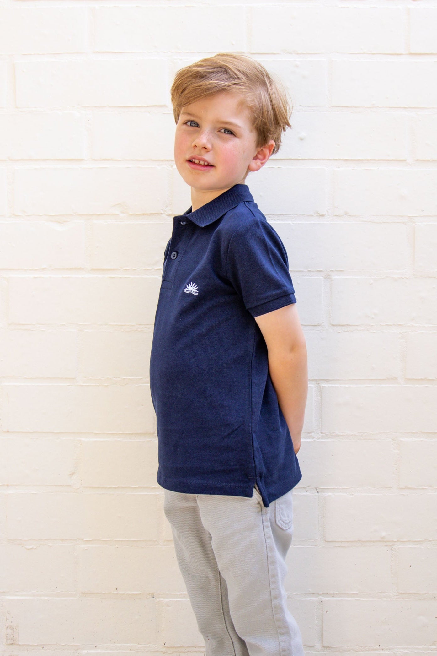 Ella and Rapha Sunrise polo bambino blu navy
