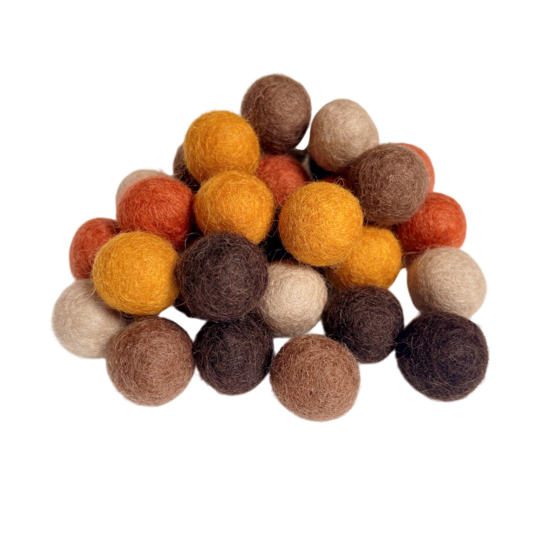 Palline in feltro di lana autunno 2 cm 30 pezzi