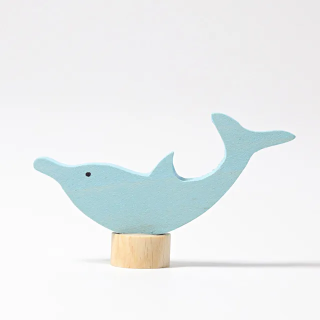 Grimm's delfino figura decorativa legno dipinto a mano