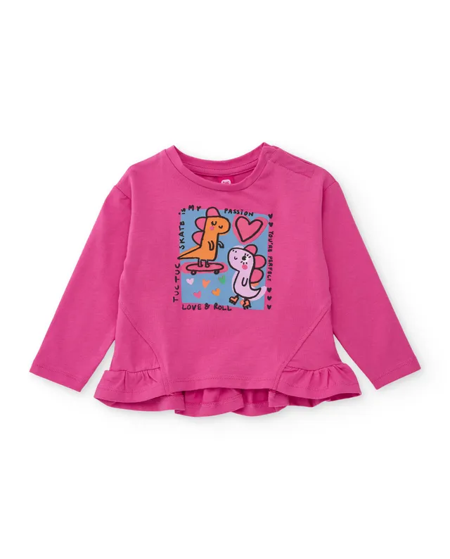 Tuc Tuc Dino Roll maglietta bambina manica lunga fucsia dinosauro