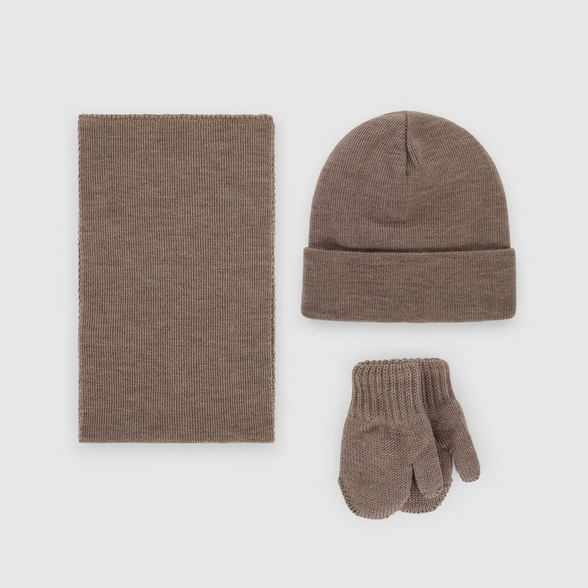 Kico Label set merino cappello guanti sciarpa beige 12-24 mesi