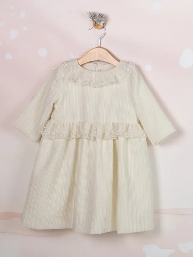 Mebi vestito bambina color osso in pizzo