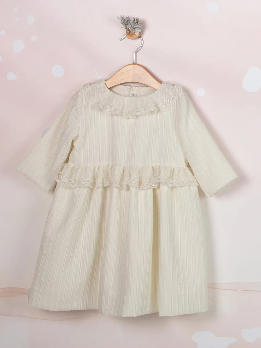 Mebi vestito bambina color osso in pizzo