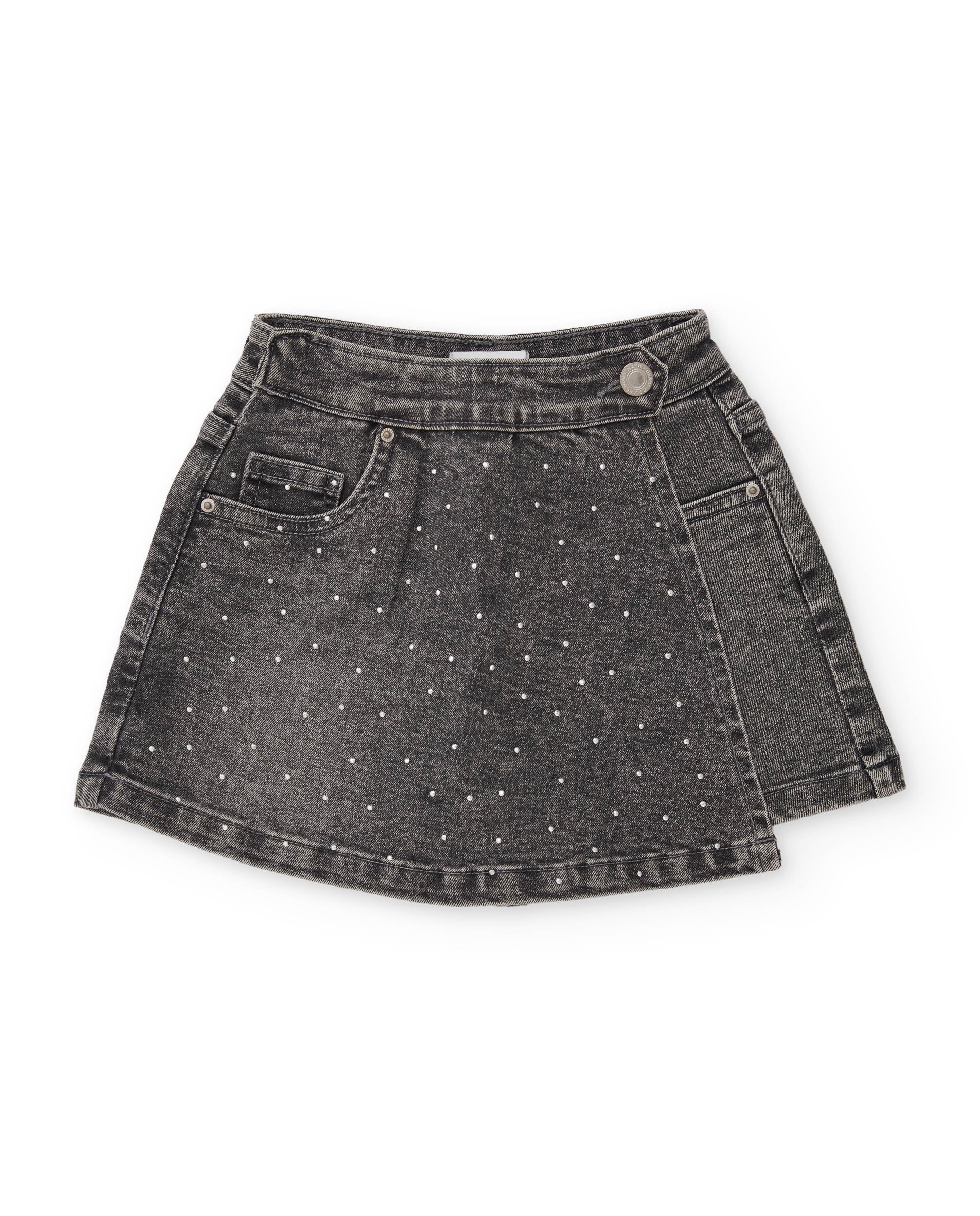 Tuc Tuc Frozen Flowers gonna shorts denim grigia strass