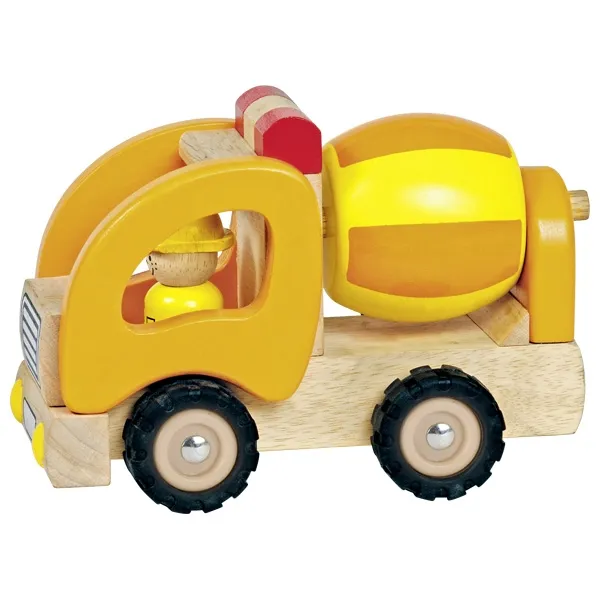 Goki Betoniera camion giocattolo legno giallo cisterna