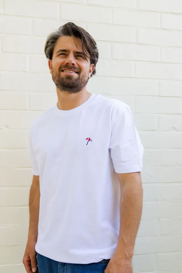 Ella and Rapha Parasol t-shirt uomo bianca cotone bio