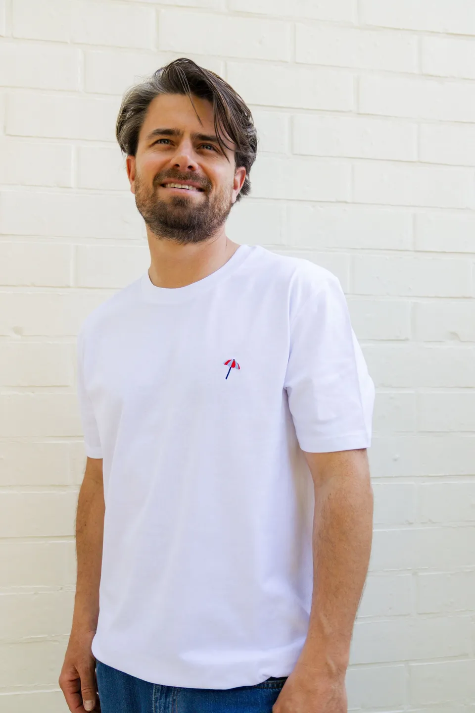 Ella and Rapha Parasol t-shirt uomo bianca cotone bio
