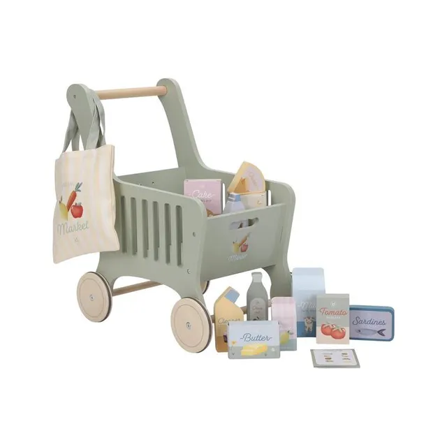 Little Dutch carrello spesa giocattolo legno con accessori