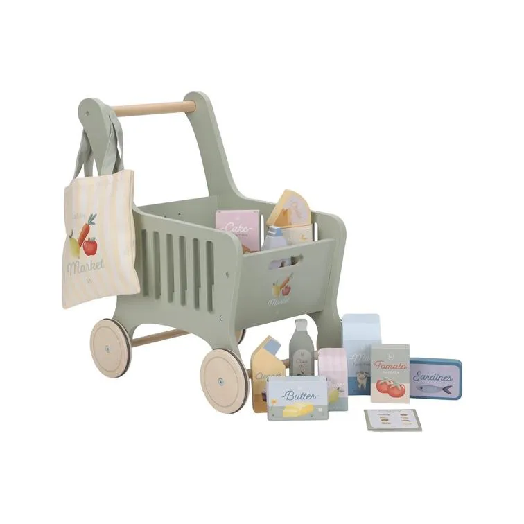 Little Dutch carrello spesa giocattolo legno con accessori