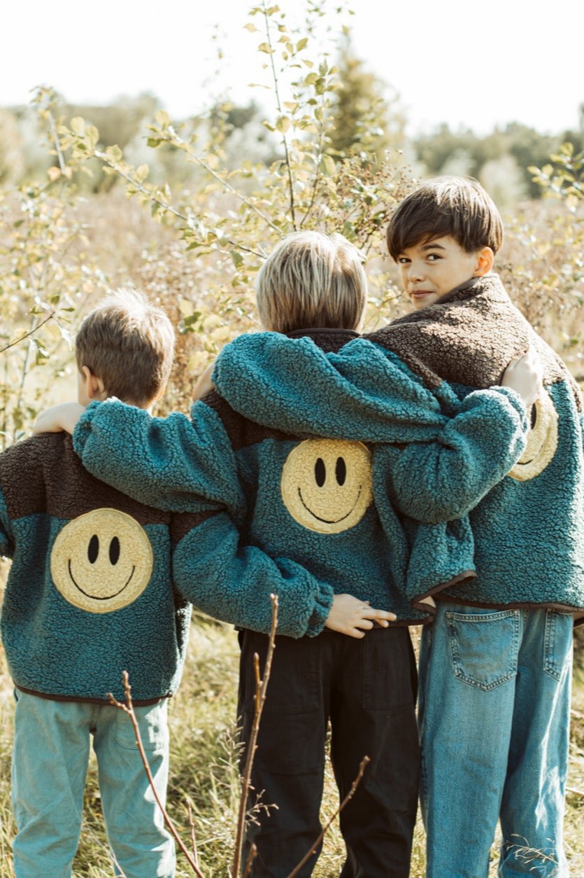 Ella and Rapha Little Teddy Smiley giacca blu bimbo in pile