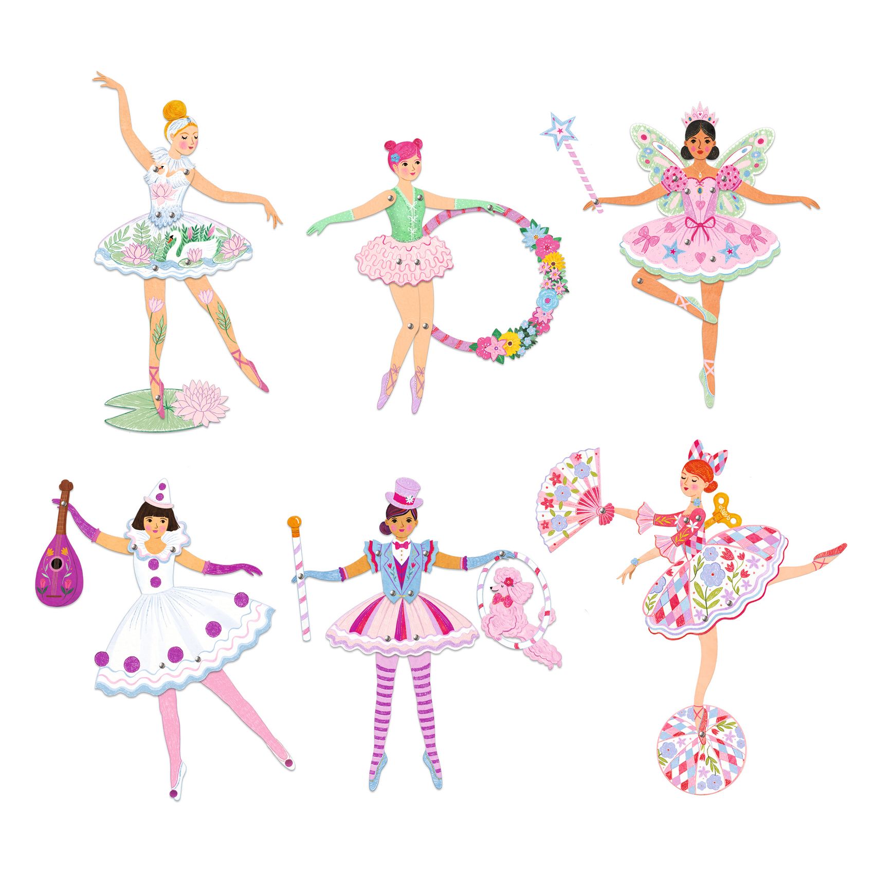 Djeco Tutus marionette carta 6 pz dai 6 anni