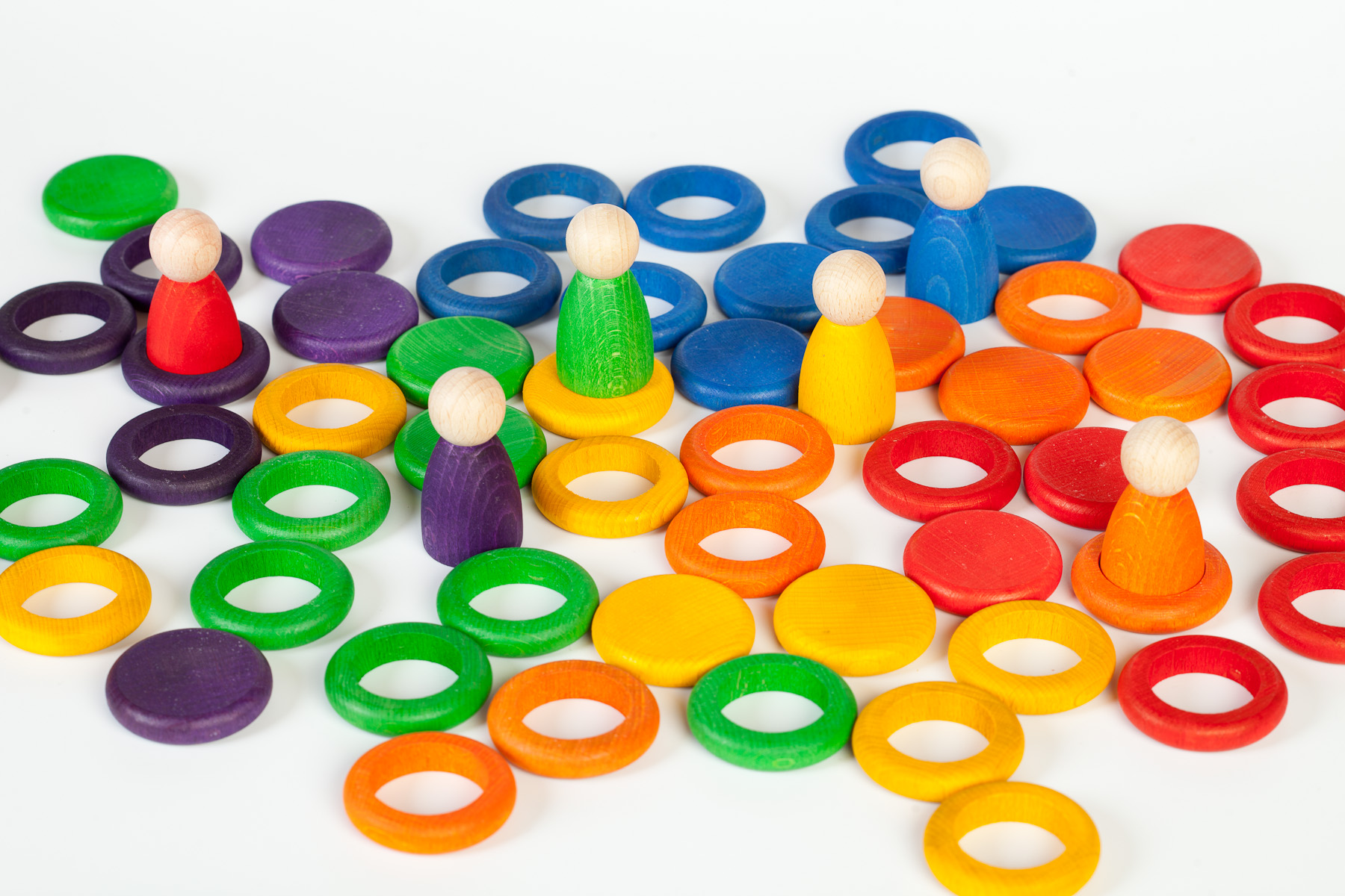 Grapat Nins Monete Anelli gioco legno arcobaleno