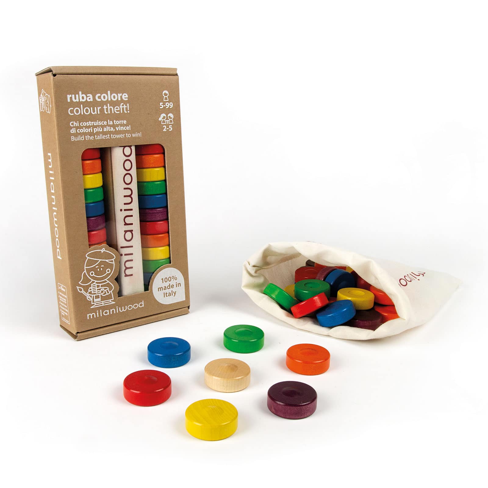 Milaniwood Ruba Colore gioco legno torre 34 pezzi