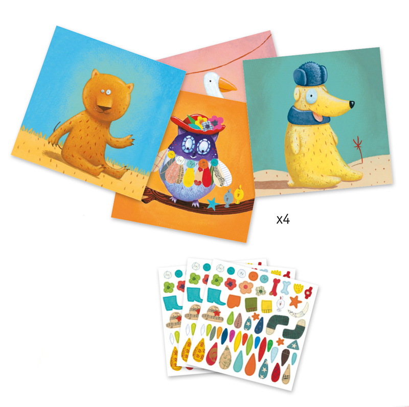 Djeco Animali set creativo stickers 424 adesivi