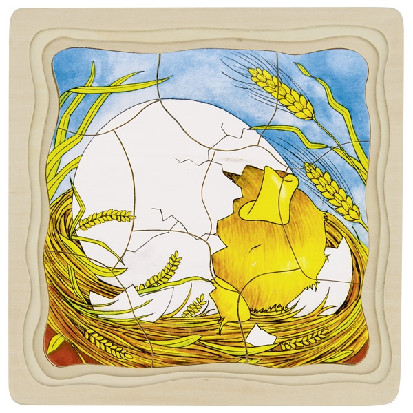 Goki Ciclo Vita Pollo Puzzle Legno 44 Pezzi