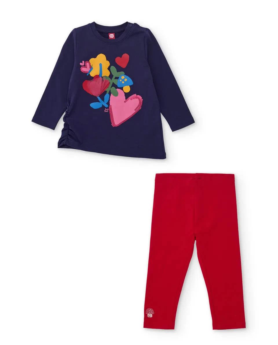 Tuc Tuc completo bambina maglia leggings lilla
