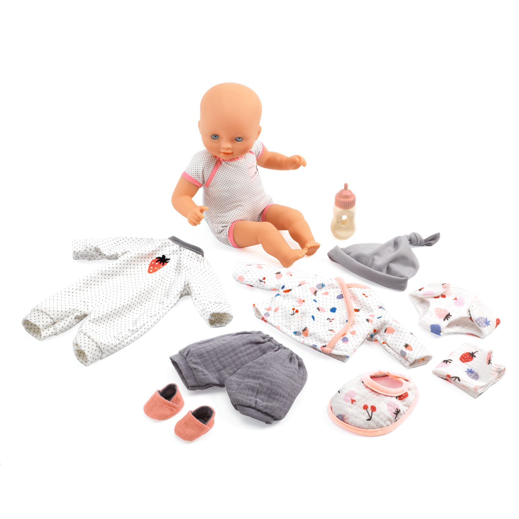 Djeco Pomea Baby Vanille bambola valigia viaggio 32 cm