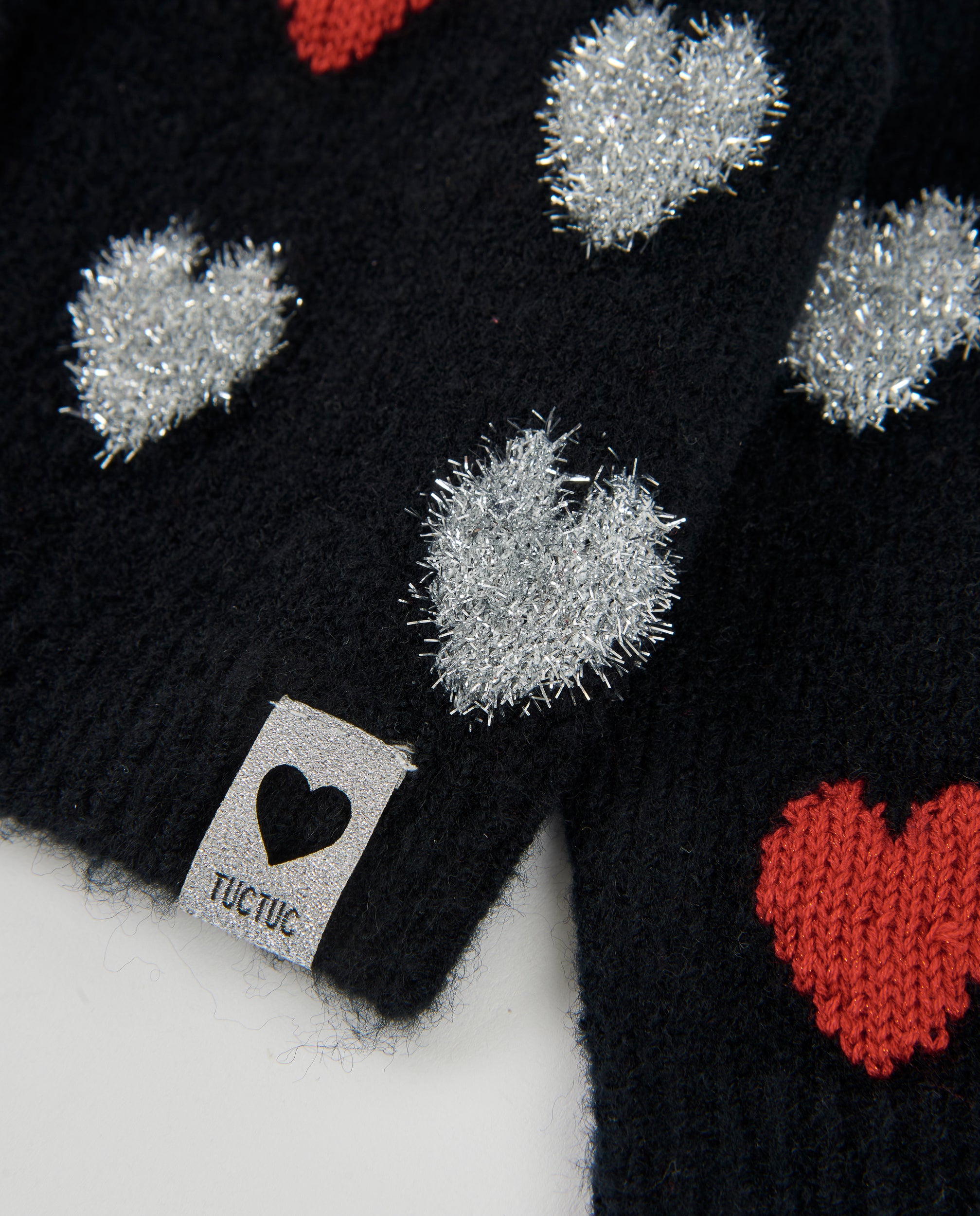 Tuc Tuc cardigan cuori nero bottoni