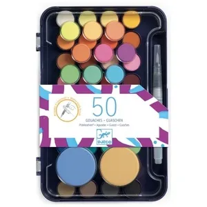 Djeco Set 50 Acquerelli con pennello serbatoio acqua