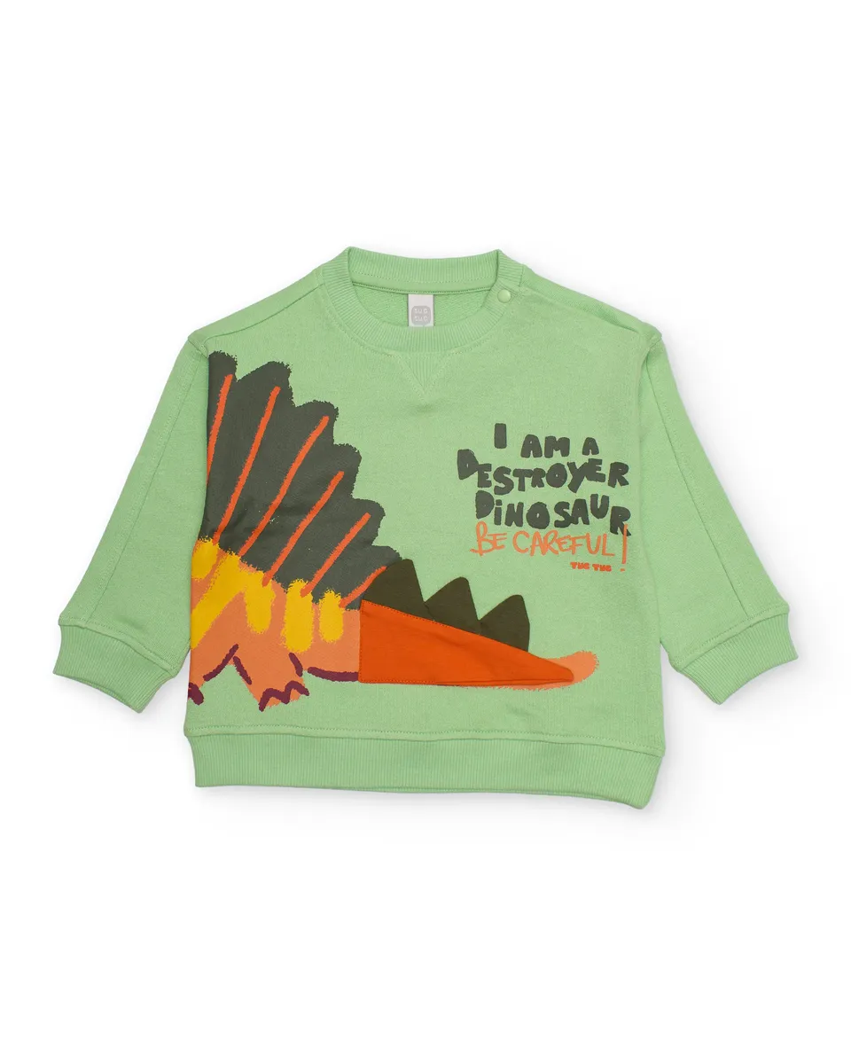 Tuc Tuc felpa bambino verde dinosauro appliqué