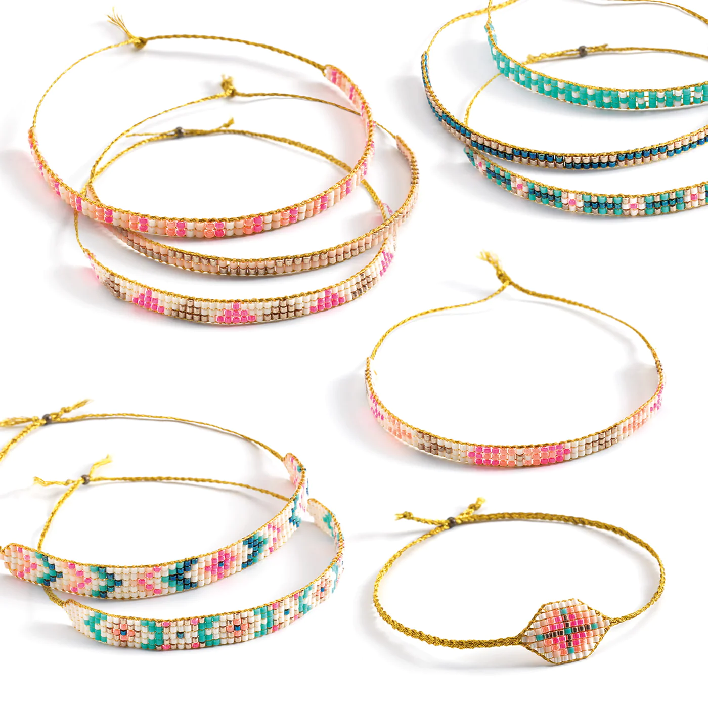 Djeco Tiny Beads Jewels kit braccialetti con telaio