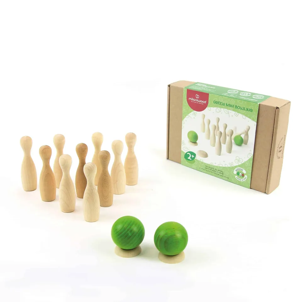 Milaniwood Mini Green Bowling Gioco Equilibrio Legno