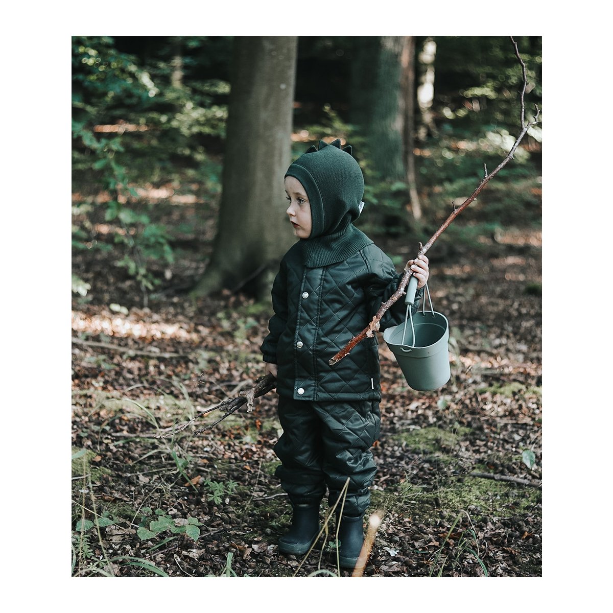 Liewood Dino passamontagna hunter green cotone organico