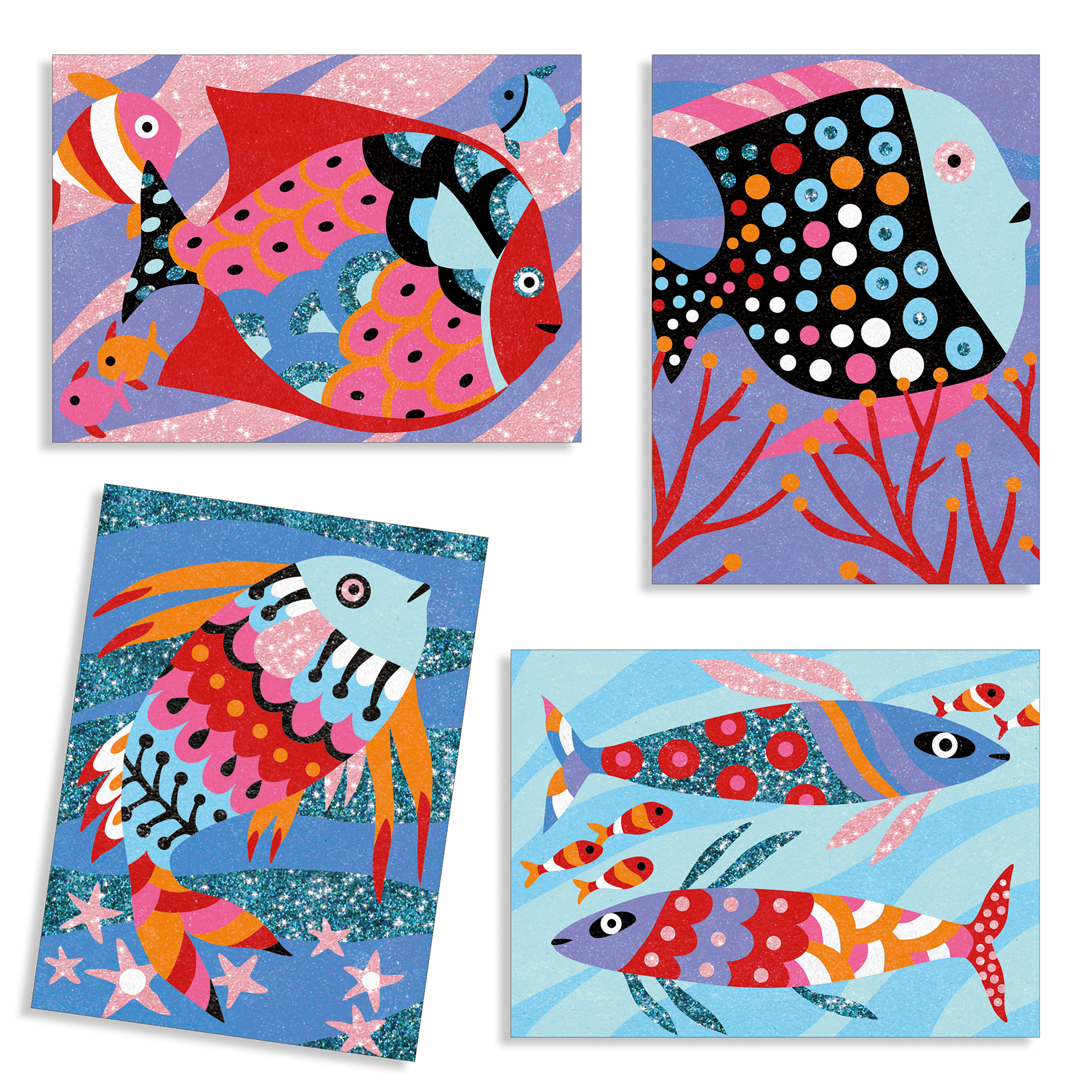 Djeco Fish Rainbows kit sabbia colorata 4 disegni dai 5 anni