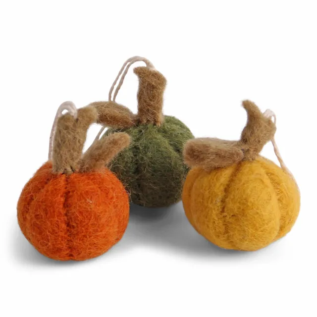 Gry & Sif 3 zucche decorazione feltro autunno 3,5 cm