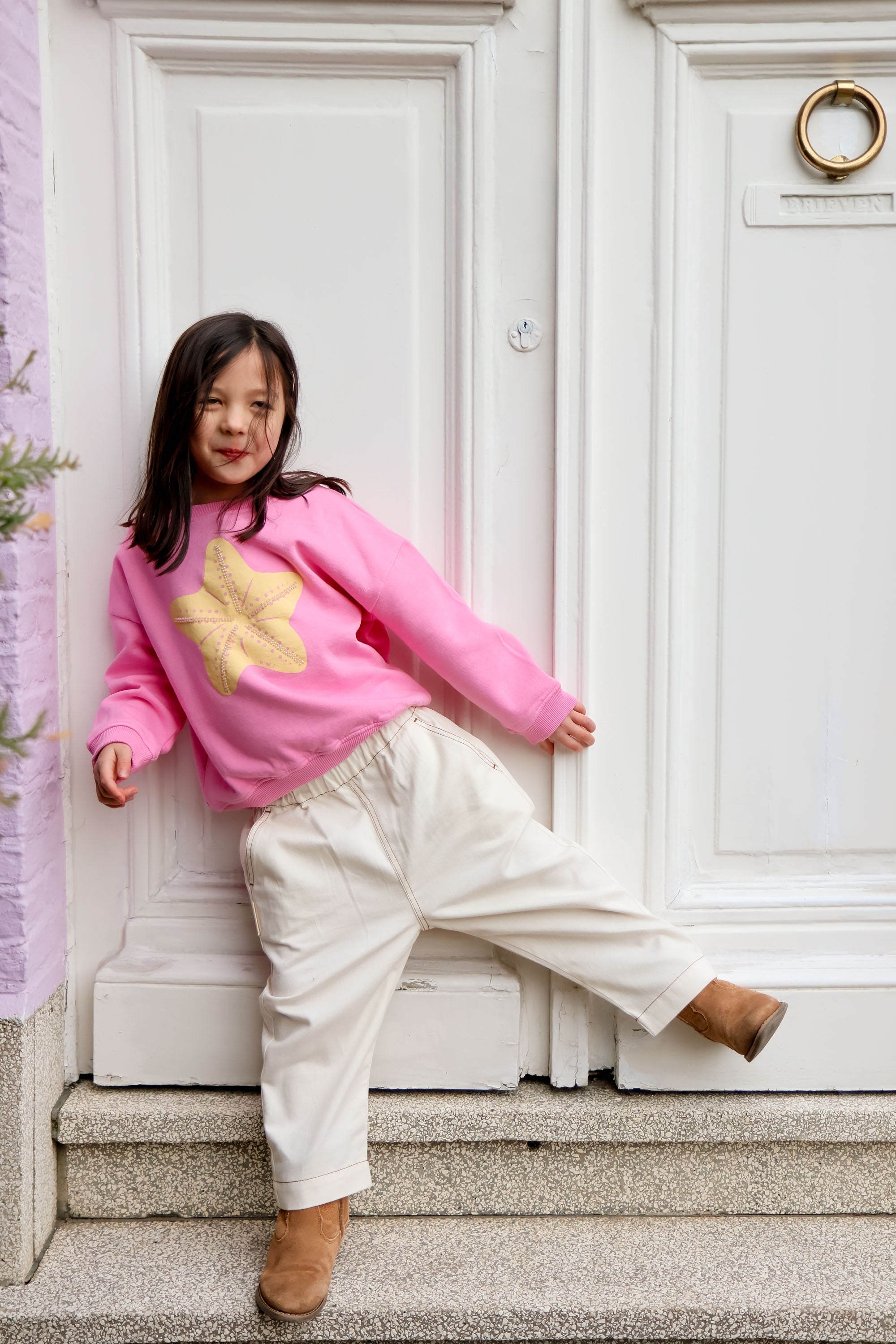 Ella and Rapha Moon biscuit pantaloni bimbi panna morbidi