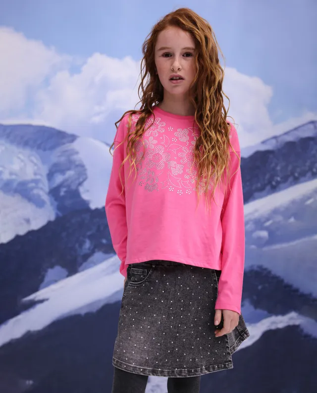 Tuc Tuc Frozen Flowers gonna shorts denim grigia strass