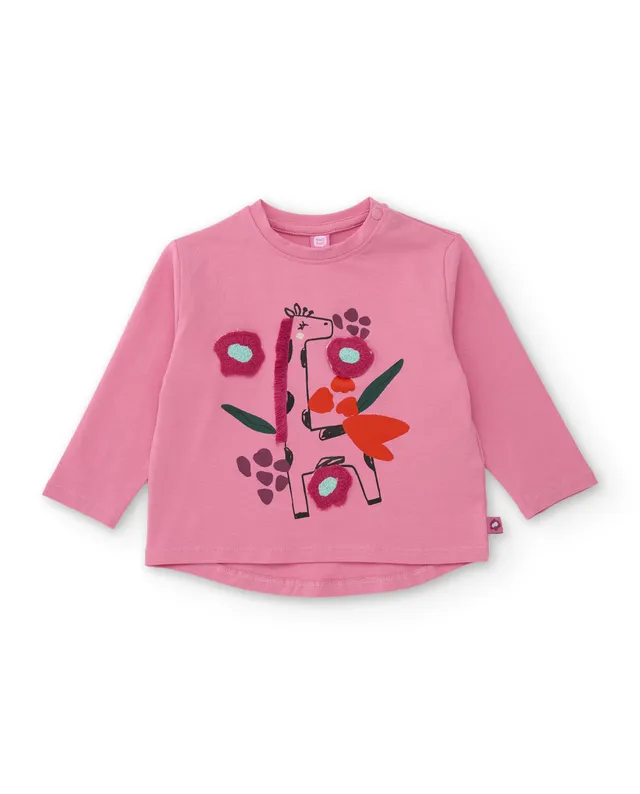 Tuc Tuc maglietta bimba rosa giraffa fiori