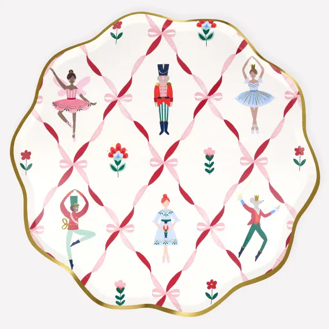 Meri Meri Schiaccianoci set 8 piatti grandi carta 27 cm