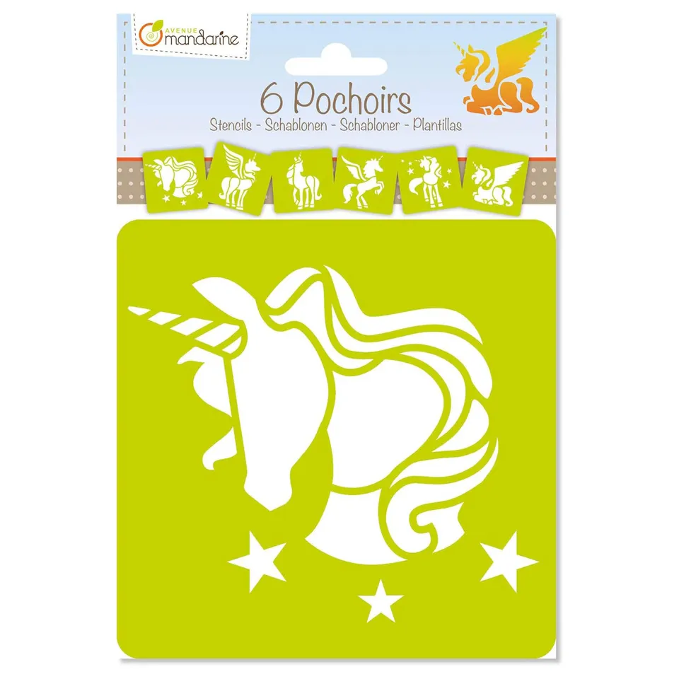 Avenue Mandarine Unicorni stencil disegno 6 pezzi