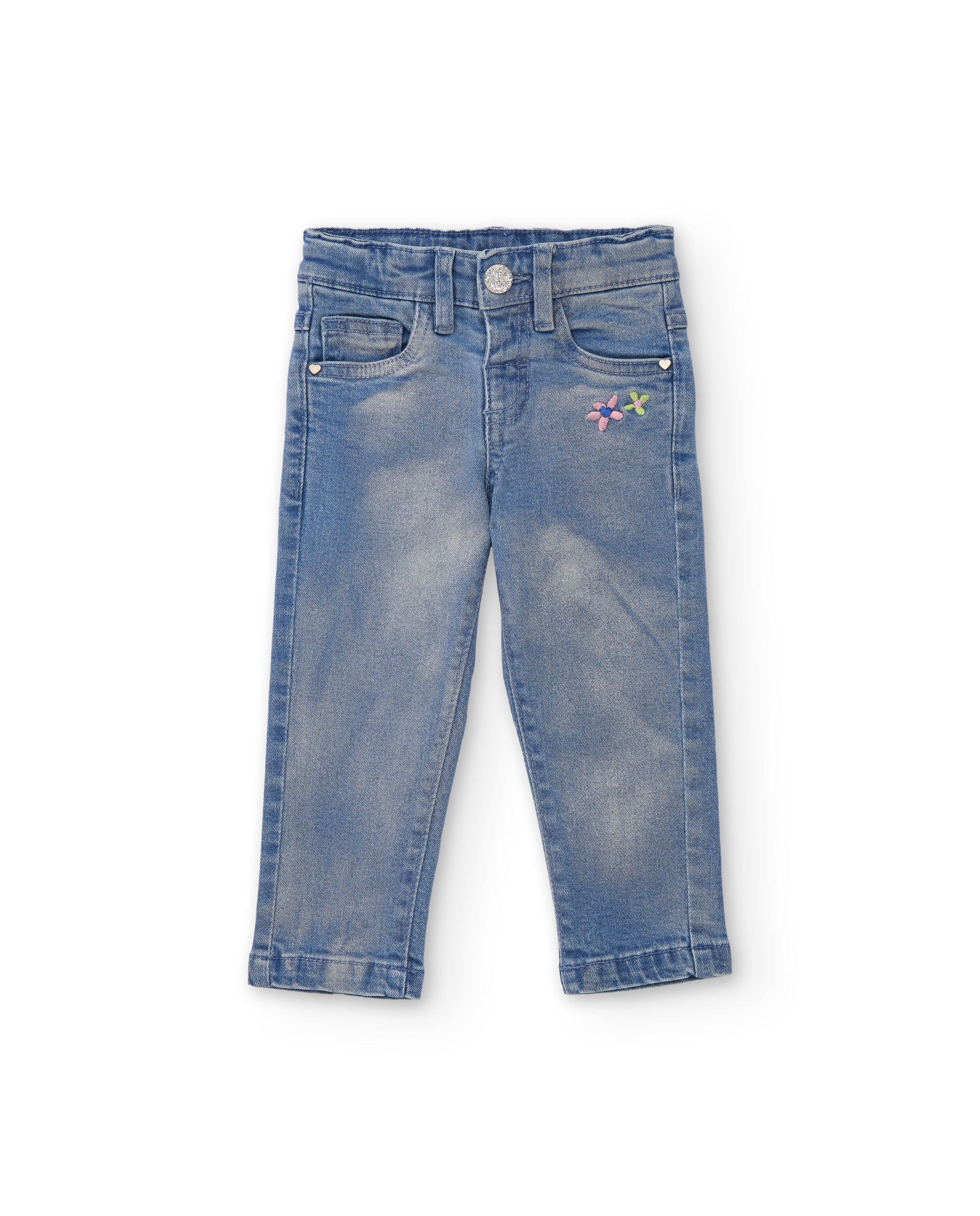Tuc Tuc jeans bambina denim ricamo fiori