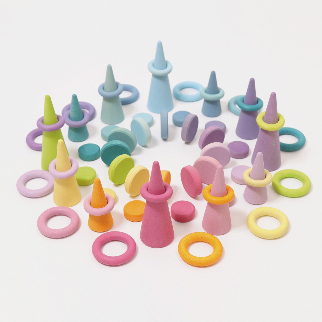 Grimm's Rainbow Pastel Wooden Coins monete legno 24 pz