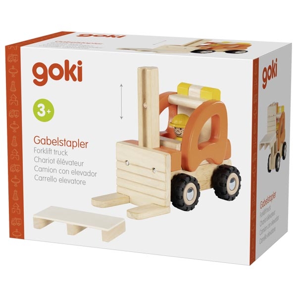 Goki Carrello Elevatore Arancio giocattolo legno