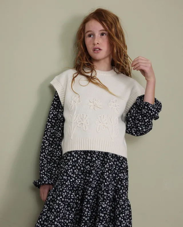 Tuc Tuc Bloom Gallery gilet maglia bambina fiori beige