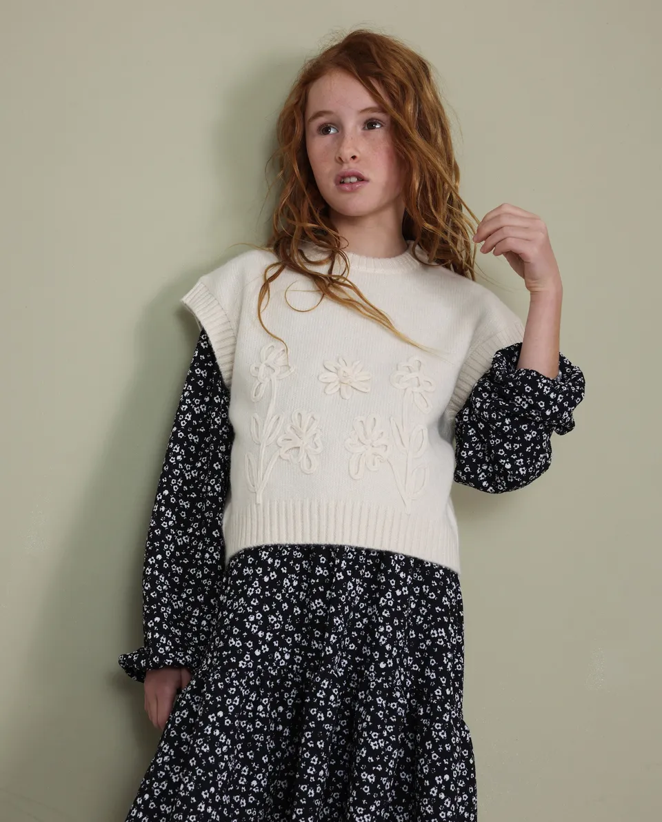 Tuc Tuc Bloom Gallery gilet maglia bambina fiori beige
