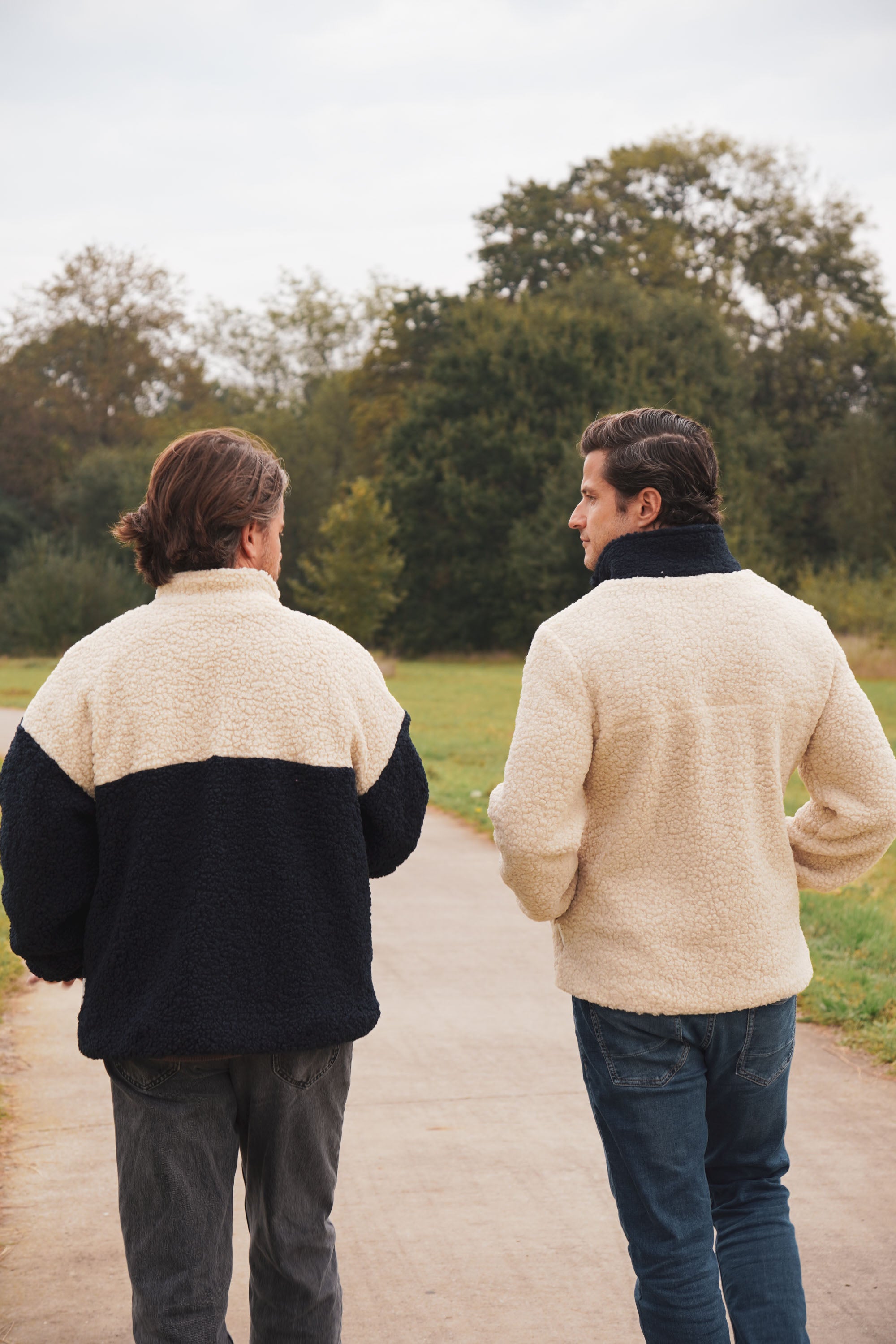 Ella and Rapha Teddy giacca uomo beige navy loose fit