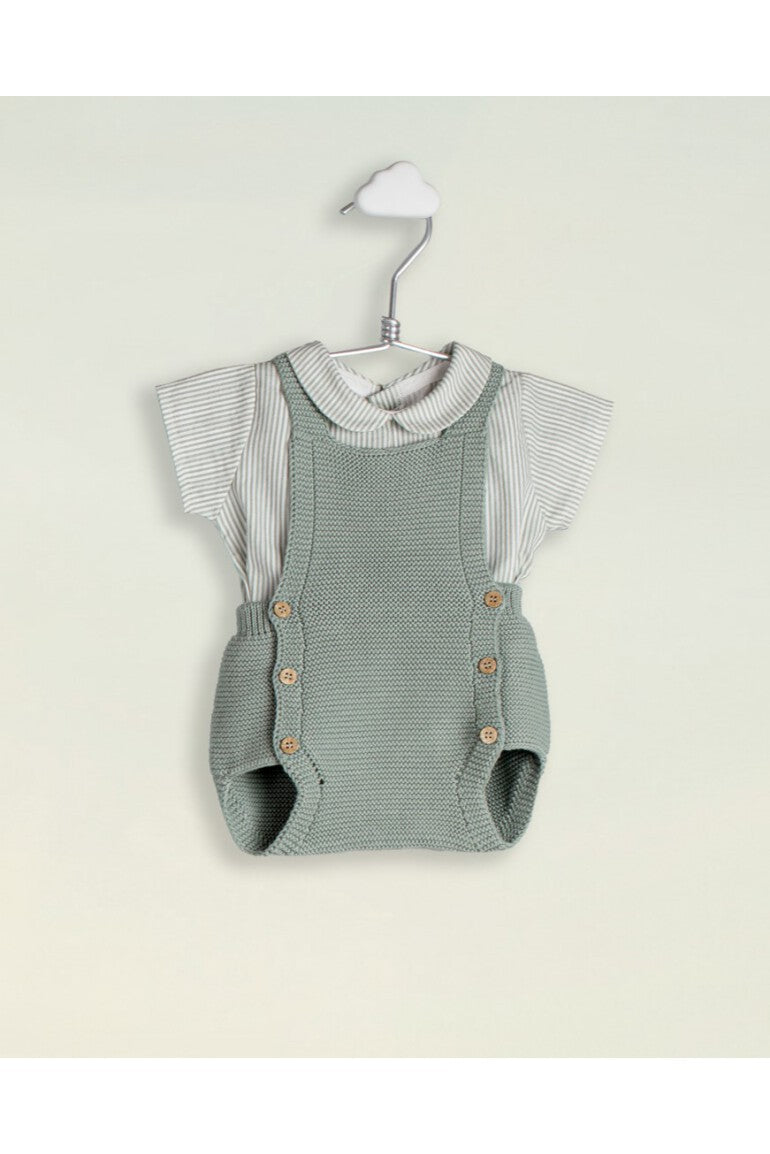 Mebi blusa neonato riga verde manica corta cotone