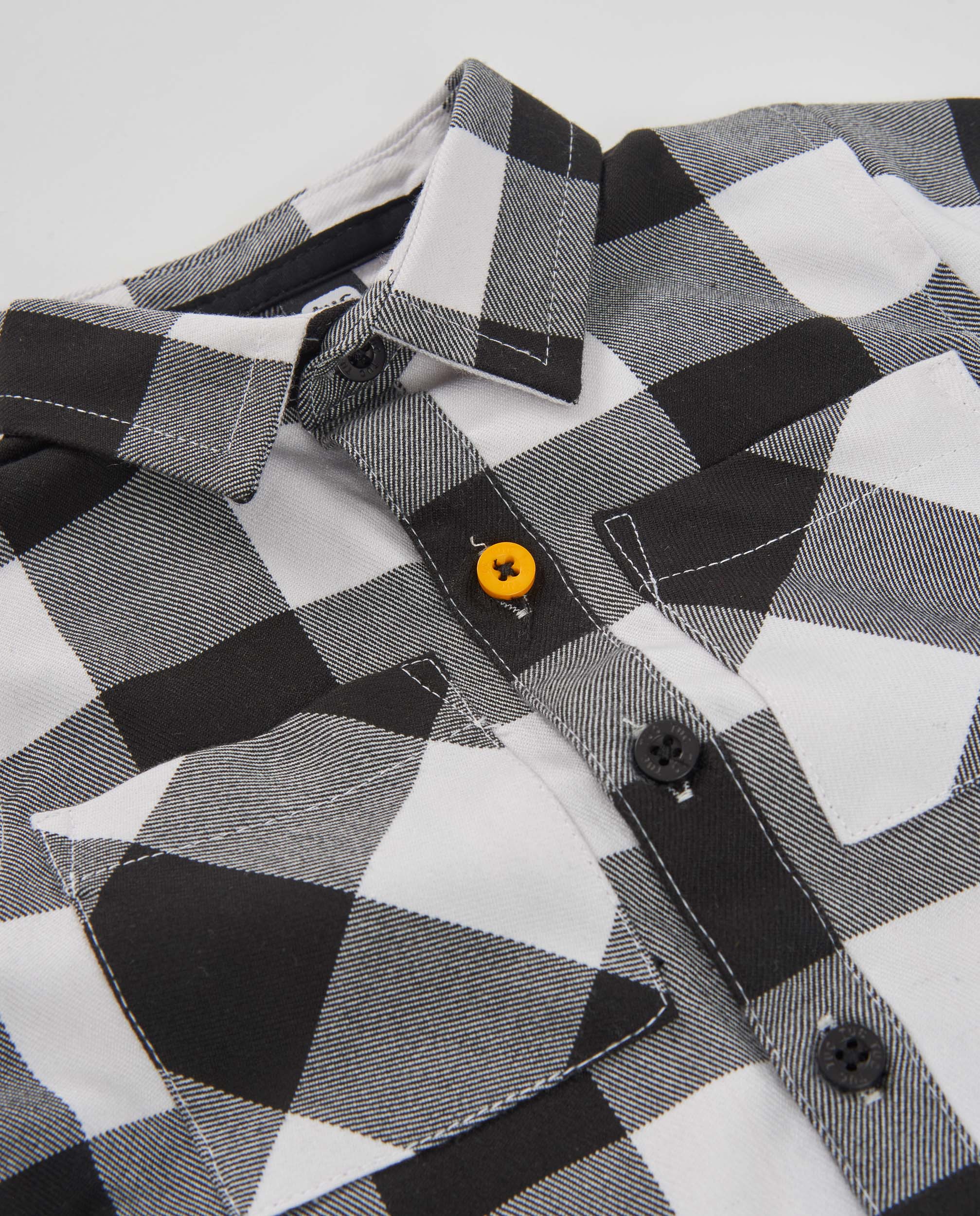 Tuc tuc camicia bambino quadri nera ricamo auto