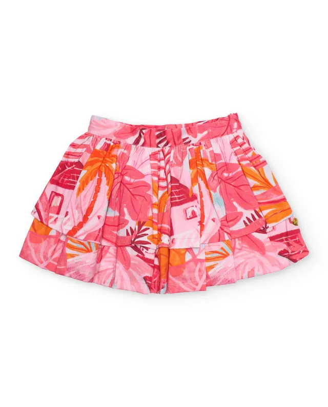 Tuc Tuc gonna bambina rosa a balze in tessuto leggero
