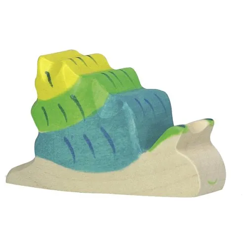 Holztiger Chiocciola figura in legno massello dipinta a mano