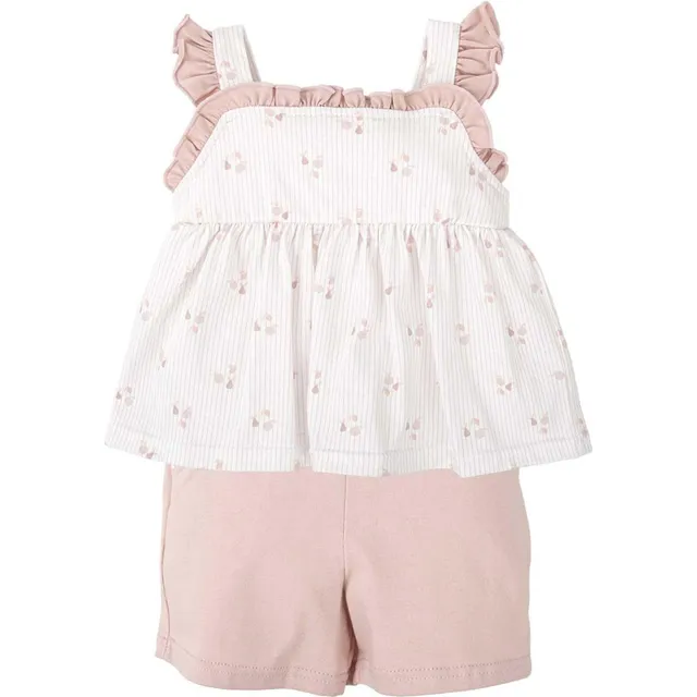 Babidu Set Bambina Canotta Fiori Rosa 6 Anni Cotone