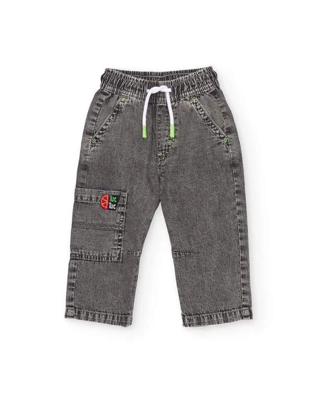 Tuc Tuc pantaloni bimbo grigi denim tasca cargo