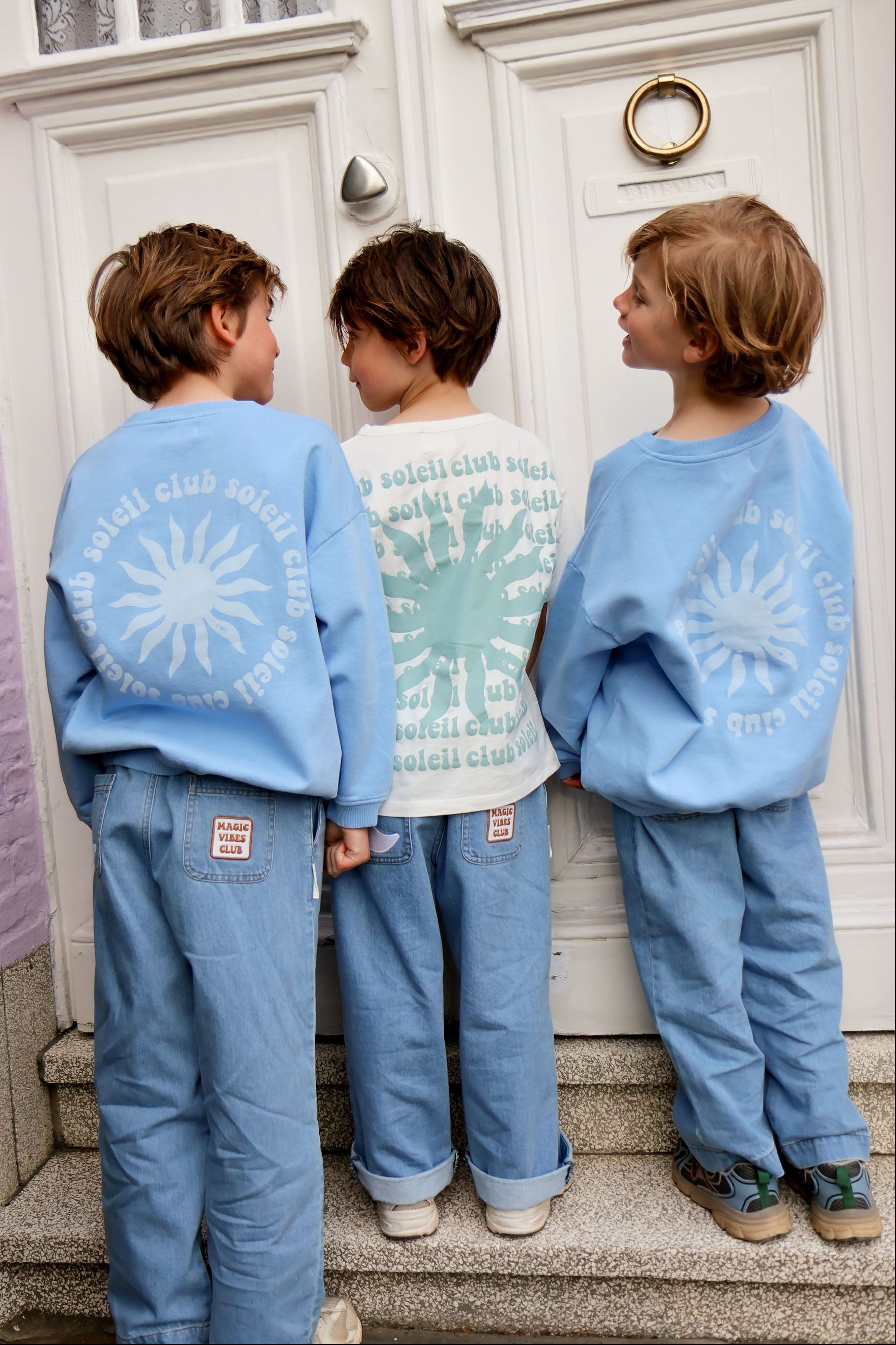 Ella and Rapha Club Soleil Sun felpa bimbi blu cotone