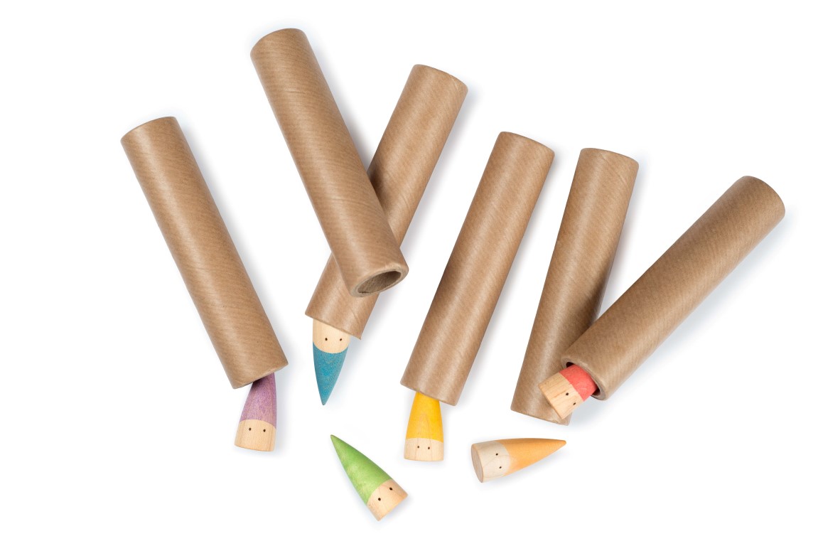 Grapat Baby Sticks personaggi legno 6 pezzi arcobaleno