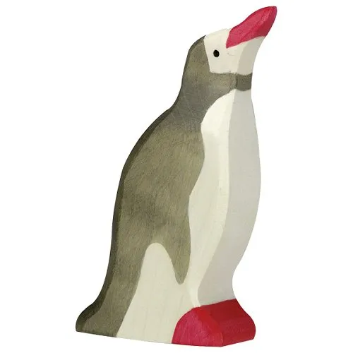 Holztiger Pinguino Imperatore testa su figura legno