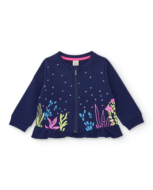 Tuc tuc felpa bambina blu con zip e volant